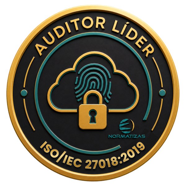 Emblema — Auditor Líder ISO/IEC 27018:2019 - Proteção de Dados Pessoais (PII) em Nuvem Pública